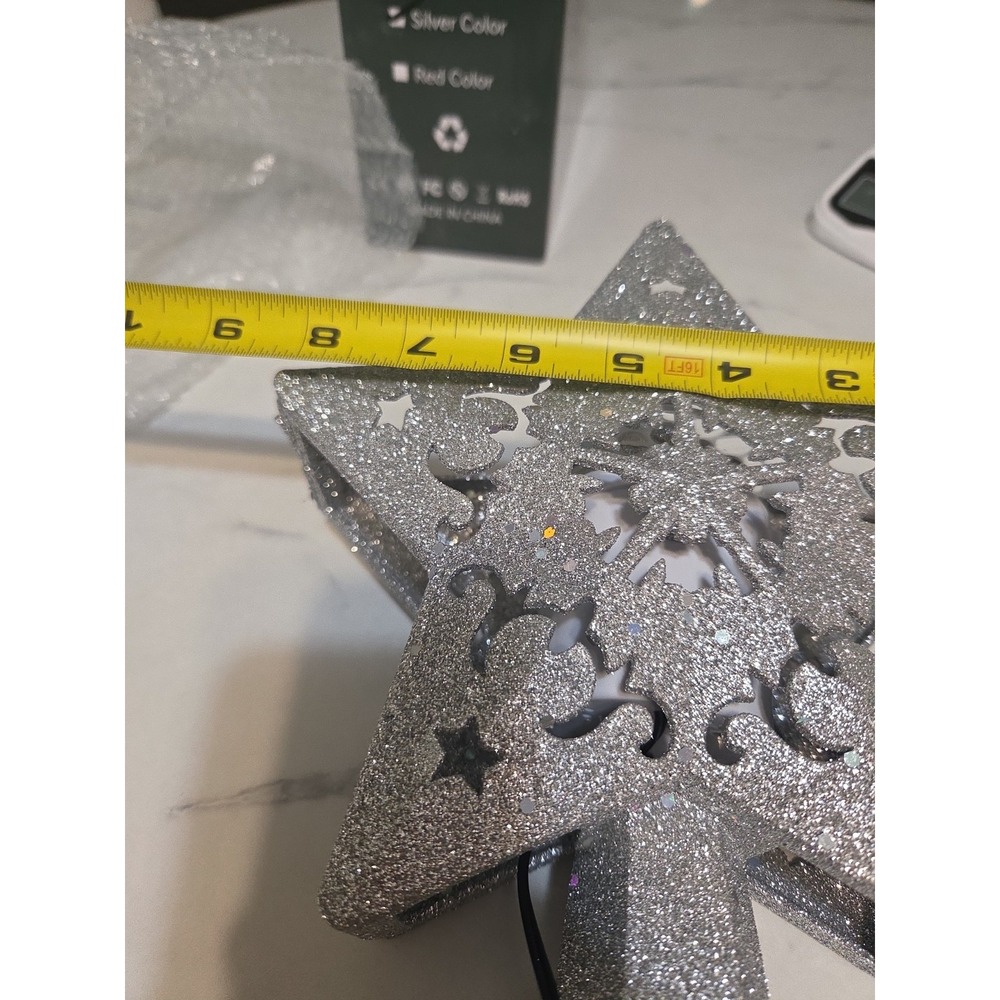 LED Projector Christmas Tree Topper Silver Color 10 In - Picture 7 of 10